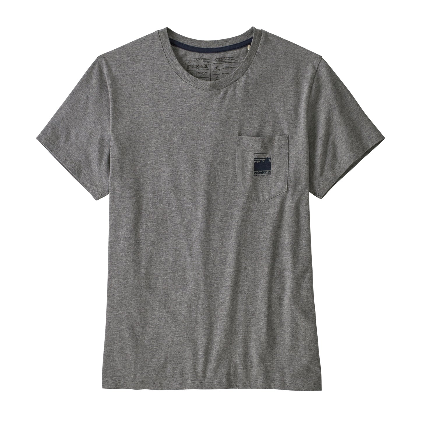 WOMENS ALPINE ICON REGENERATIVE ORGANIC PILOT COTTON POCKET T-SHIRT - GRAVEL HEATHER