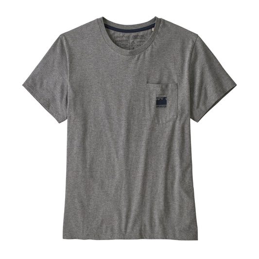 WOMENS ALPINE ICON REGENERATIVE ORGANIC PILOT COTTON POCKET T-SHIRT - GRAVEL HEATHER