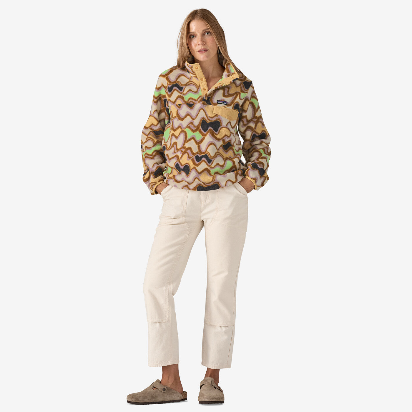 Women's Lightweight Synchilla Snap-T Fleece Pullover - Small Currents: Natural