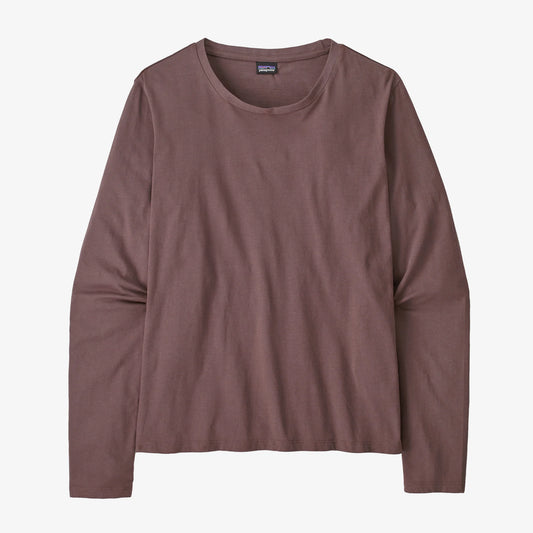 Women's Long-Sleeved Regenerative Organic Certified Cotton Tee - dusky brown