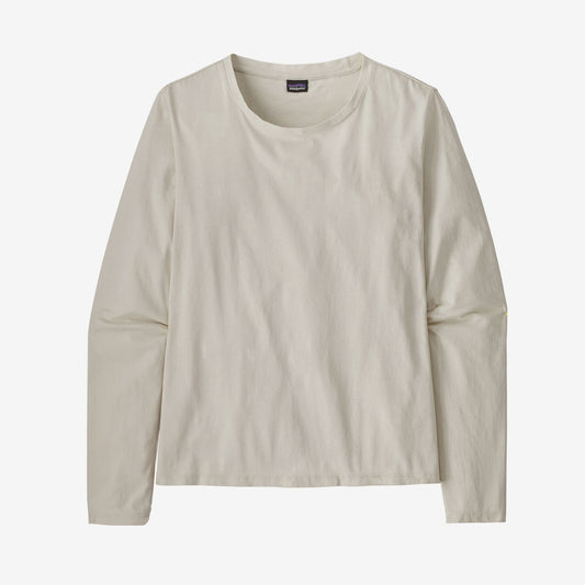 womens Regenerative Organic Certified Long Sleeve T-Shirt - dyno white