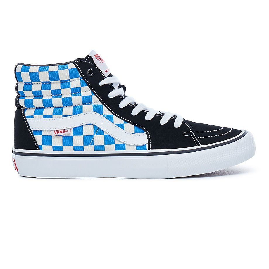 Shoes Blue And White Checkered Vans High Top Vans Sk8-Hi Butterfly