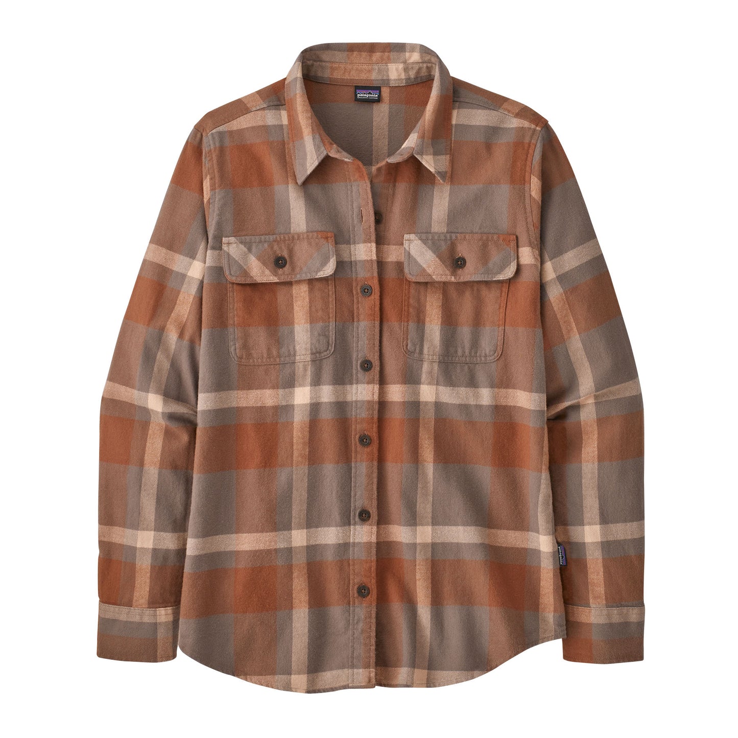 WOMENS LONG SLEEVE ORGANIC COTTON MW FJORD FLANNEL SHIRT - DUSKY BROWN