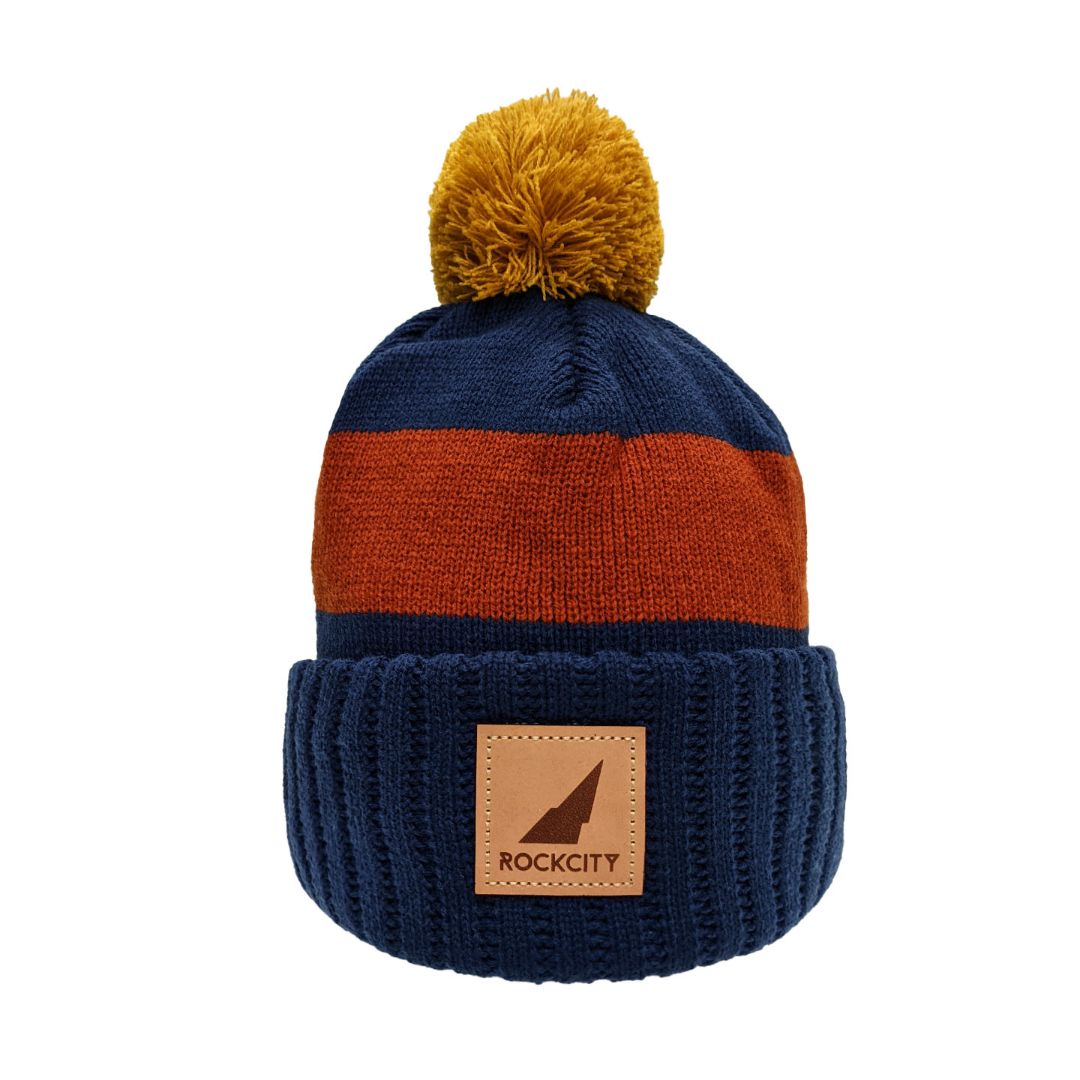 bobble leather on navy and orange