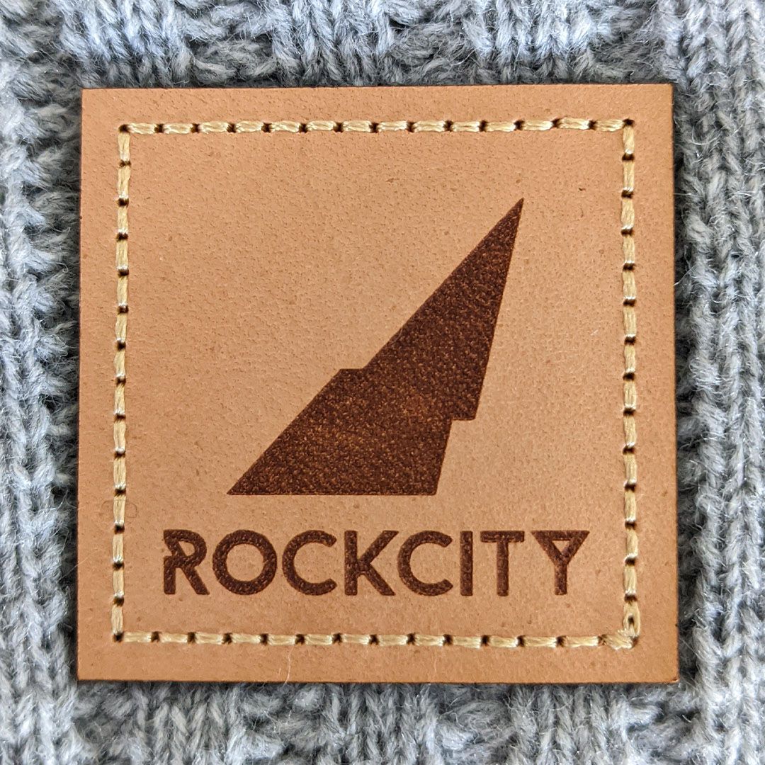 rockcity hat patch leather on grey