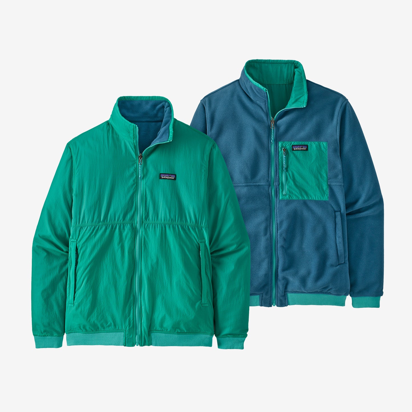 mens reversible shelled microdini jacket - fresh teal
