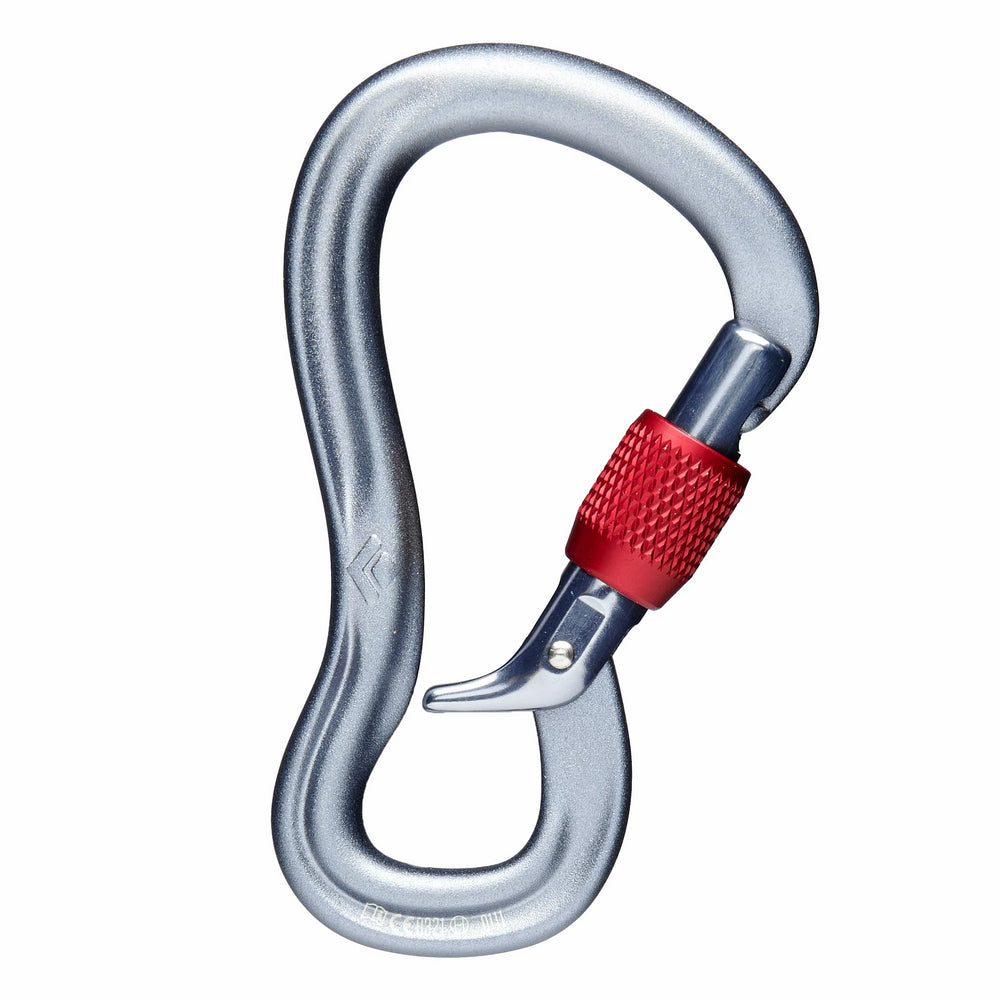 GRIDLOCK SCREWGATE CARABINER - frosted silver/red