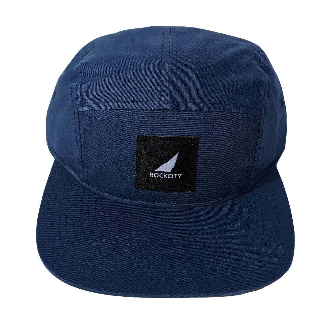 5 panel strapback black on navy front