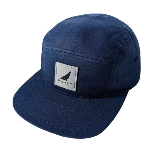 5 panel strapback silver on navy