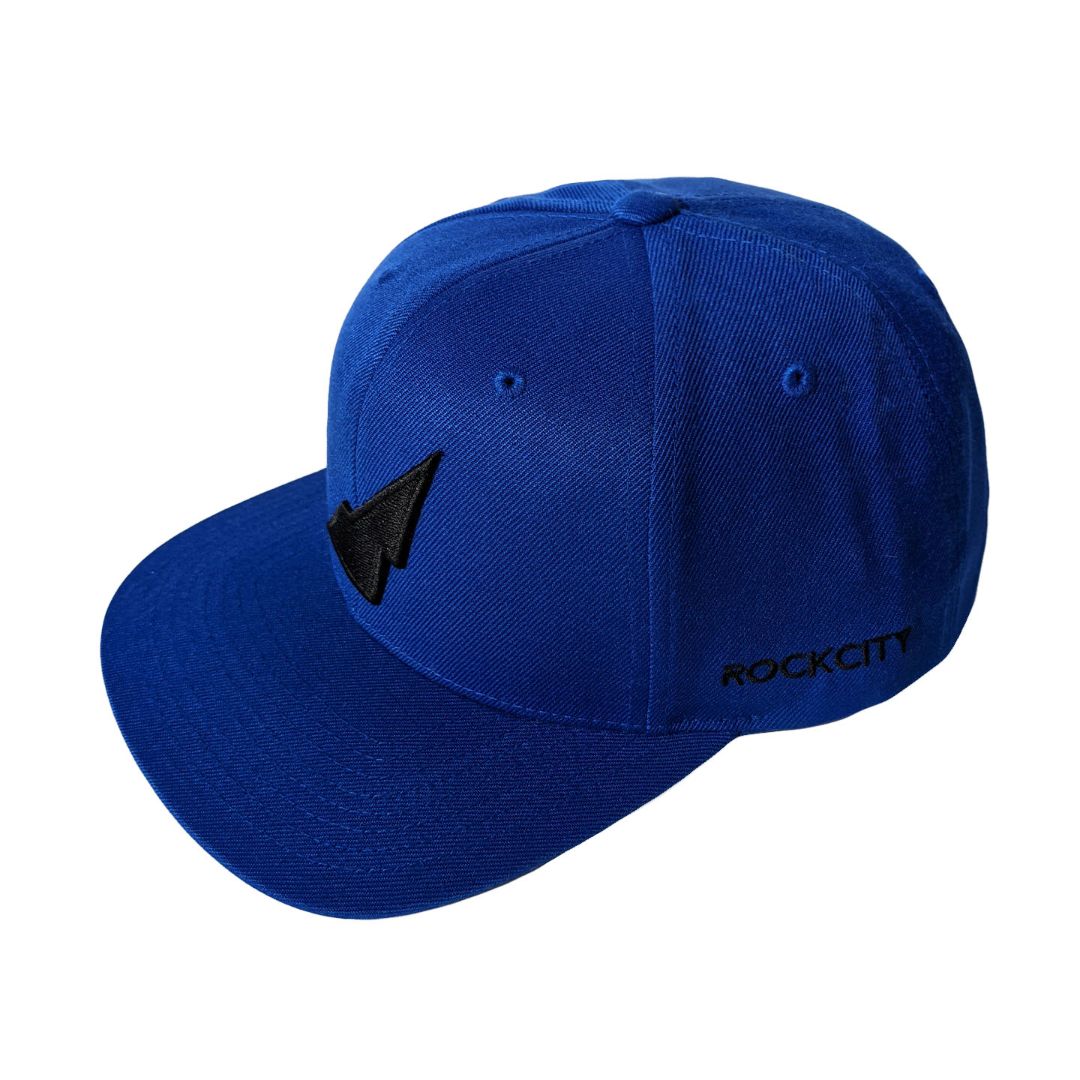 Six Panel Snapback - Blue - Black Embroidery