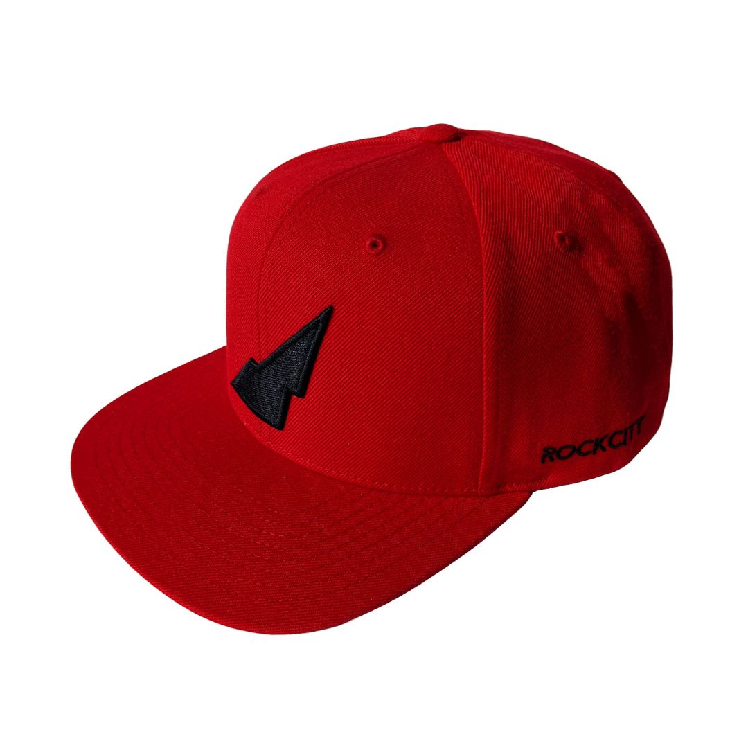 Six Panel Snapback - Red - Black Embroidery