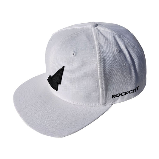 Six Panel Snapback - White - Black Embroidery