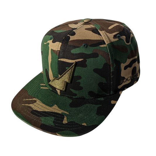 Six Panel Snapback - Camo - Olive Embroidery