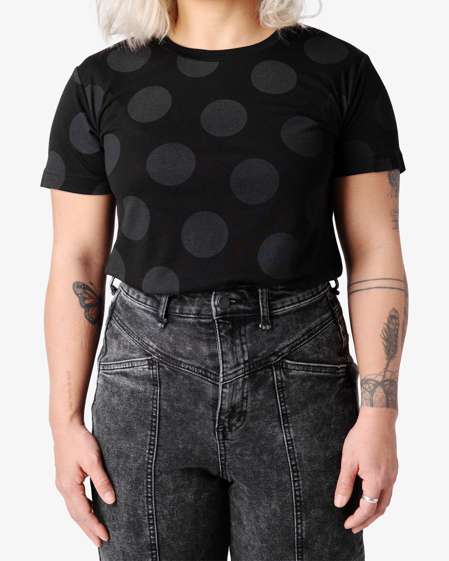 Polka Dot Tee - Black Wolf