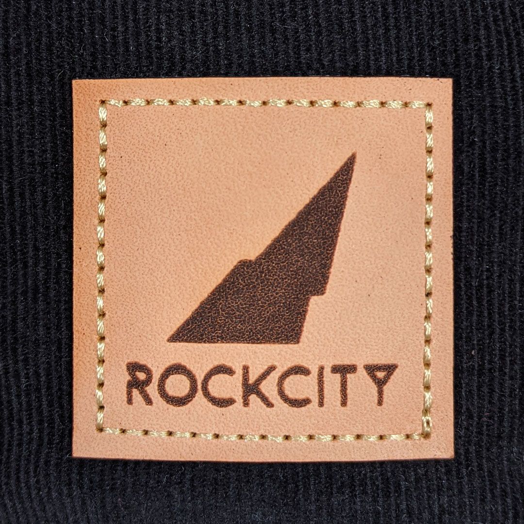 rockcity cap patch leather on black corderoid