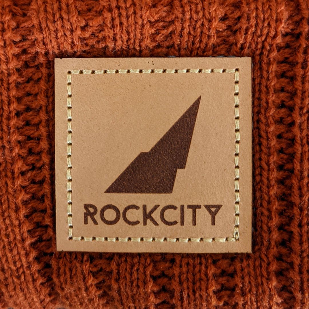 rockcity hat patch leather on orange