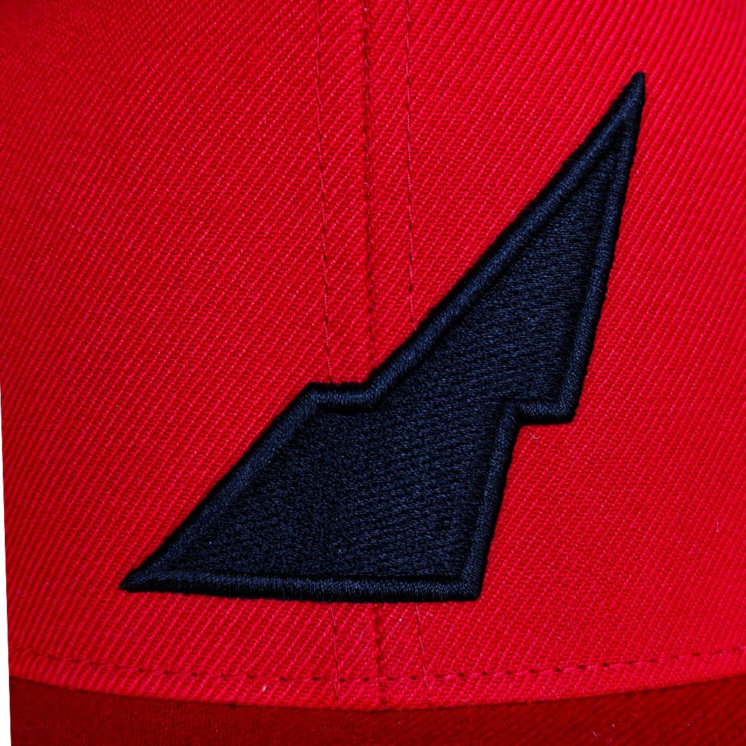 rockcity cap patch black embroidery on red