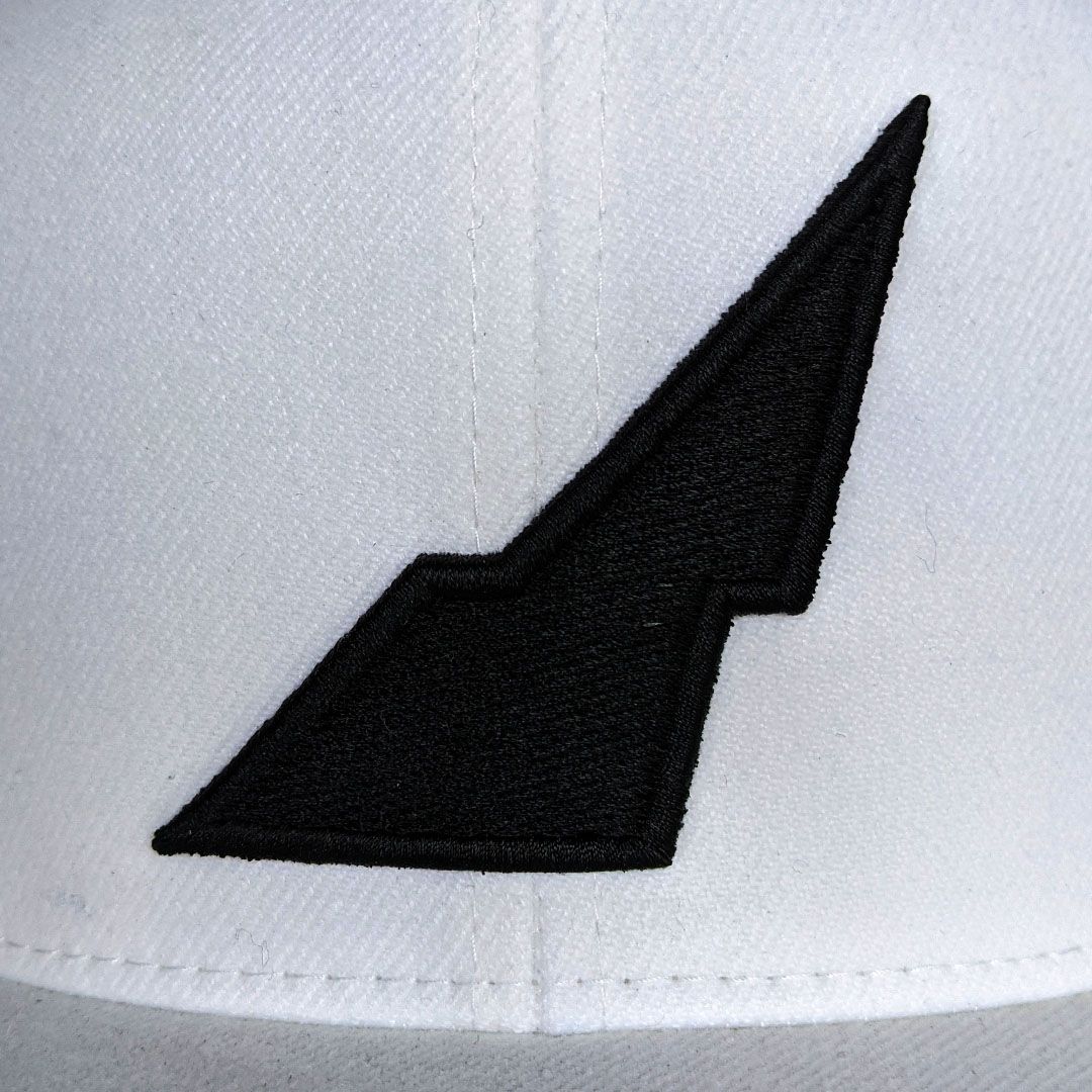 rockcity cap patch black embroidery on white